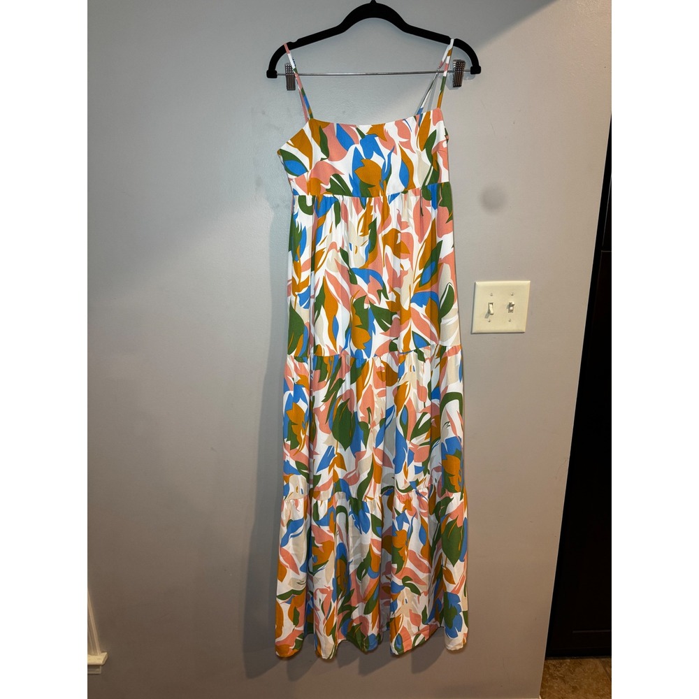 Hello Molly Vivid Skylines Maxi Dress  Blue Pink Green US 4 S